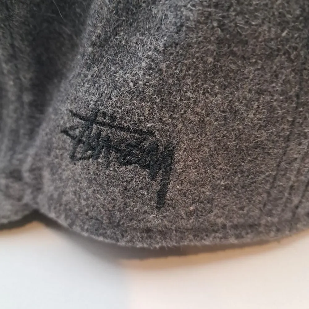 Vintage Stussy Wool Adjustable Snapback Hat Cap Gray 90s Streetwear Logo
